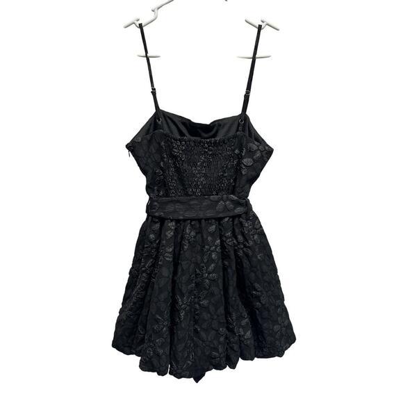 TCEC‎ Black Mini Dress Lacy Witchygoth Rave Spaghetti Strap Y2K Blousy Hem - Picture 7 of 12